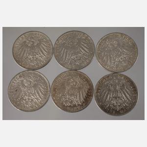 Konvolut Silbermünzen Hamburg