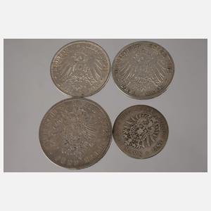 Konvolut Silbermünzen Hessen und Baden