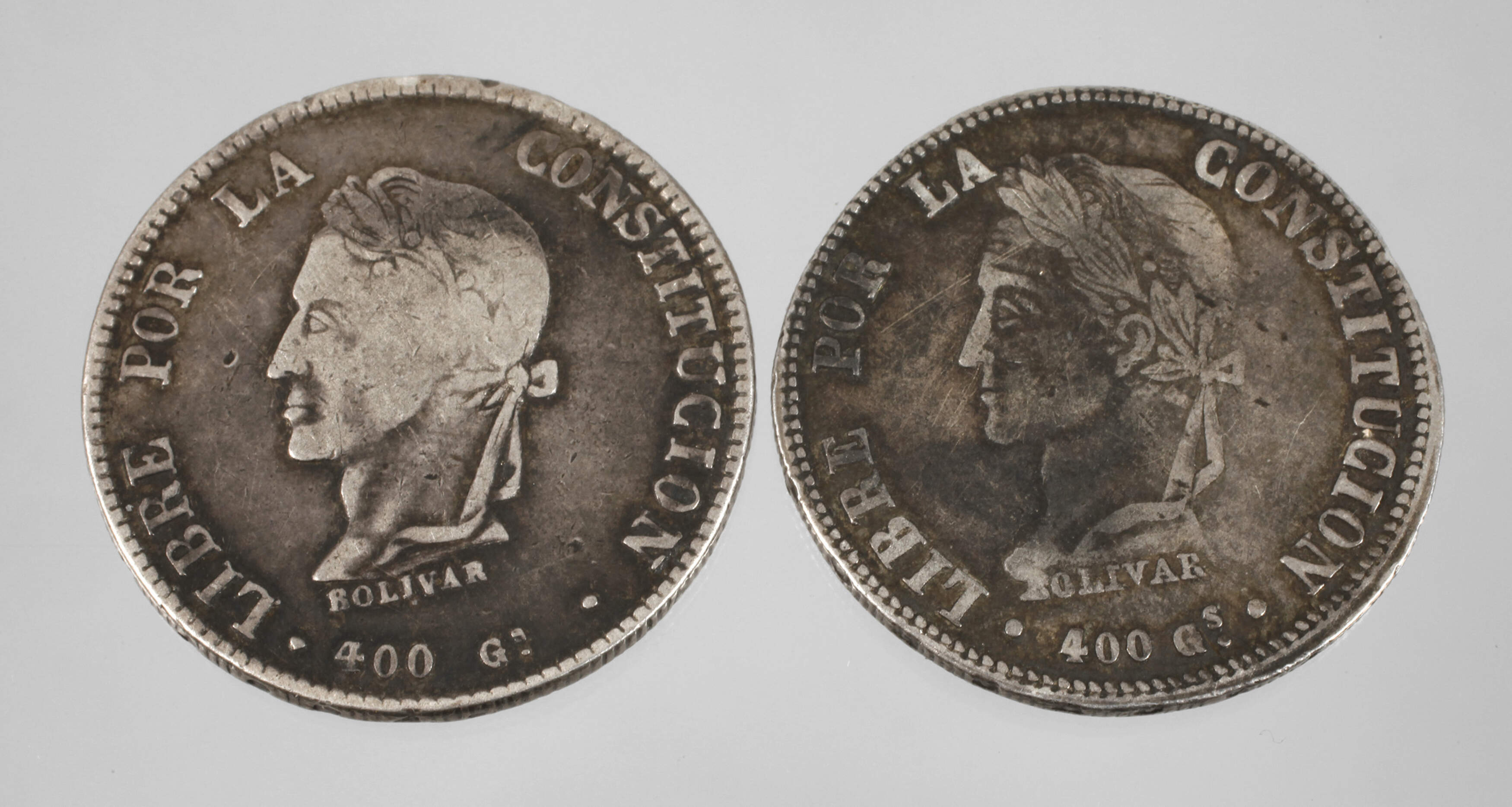 Zwei Silbermünzen Bolivien