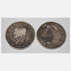 Zwei Silbermünzen Bolivien