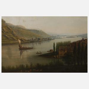 Bilderuhr mit Ansicht Bingen am Rhein 1822