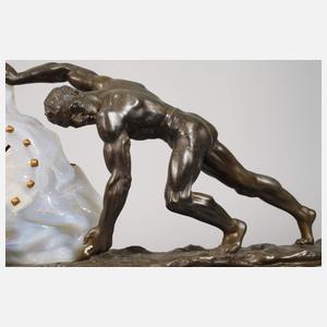 Große Art déco-Kaminuhr mit Beleuchtung