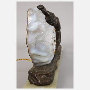 Große Art déco-Kaminuhr mit Beleuchtung