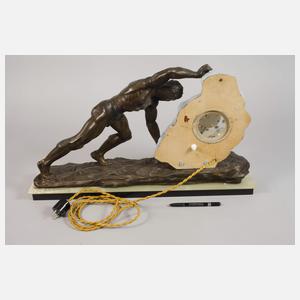 Große Art déco-Kaminuhr mit Beleuchtung