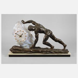 Große Art déco-Kaminuhr mit Beleuchtung