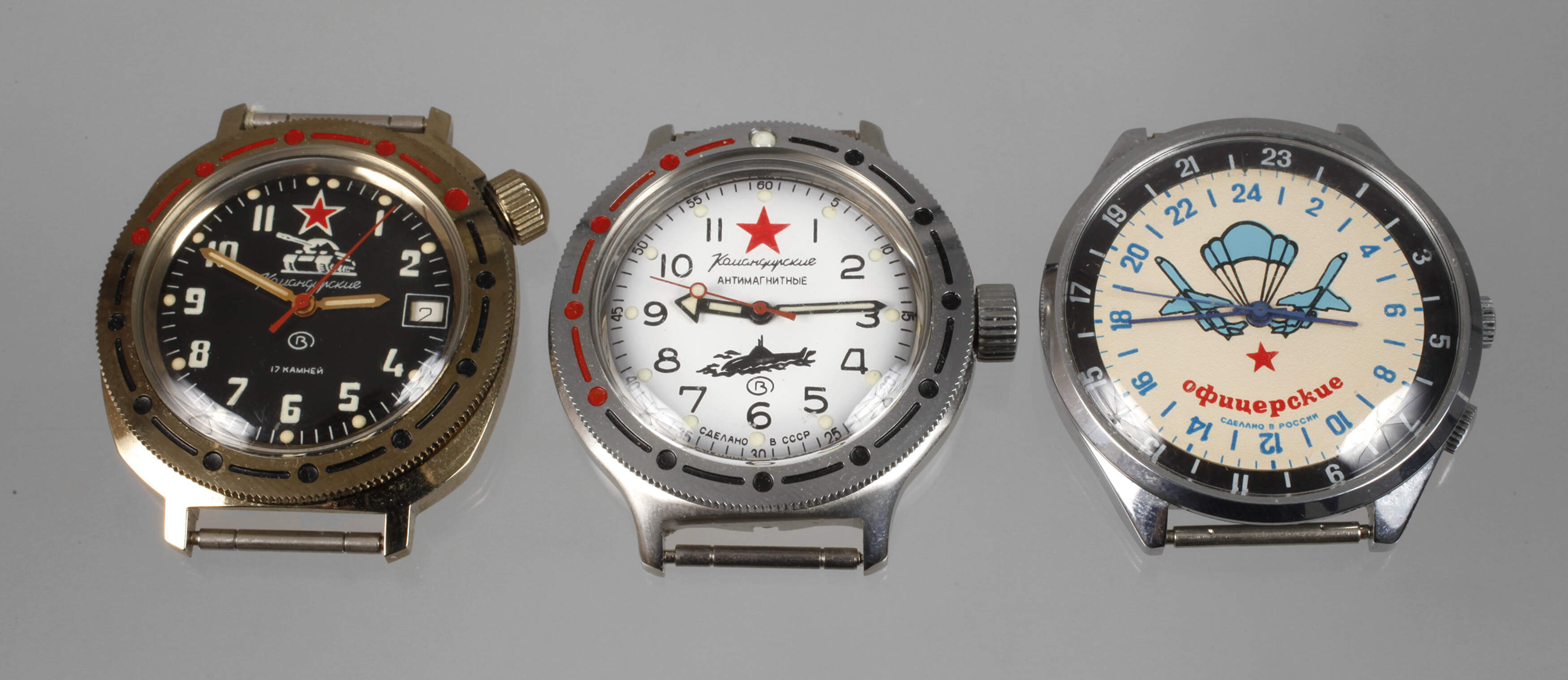 Drei russische Militäruhren