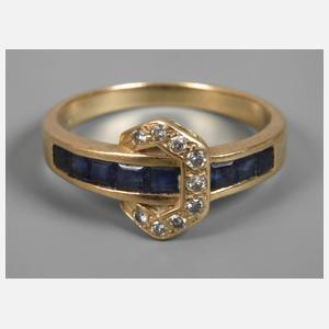 Damenring mit Saphiren und Diamanten