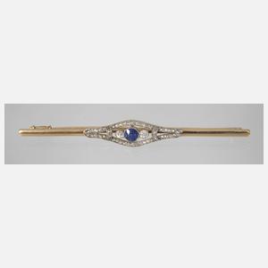 Stabbrosche mit Saphir und Diamanten