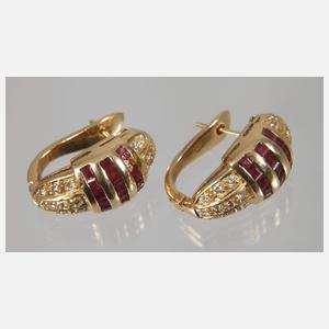 Paar Ohrringe mit Rubinen und Brillanten