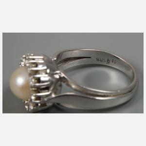 Damenring mit Perle und Brillanten