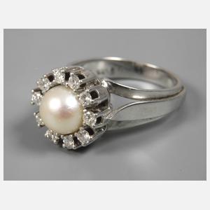 Damenring mit Perle und Brillanten