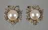 Paar Ohrclips mit Diamanten und Perlen