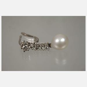 Paar Ohrhänger mit Brillanten und Perlen