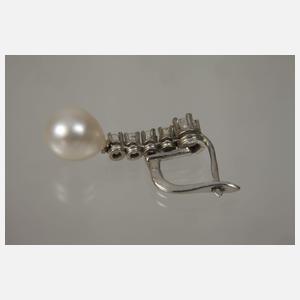 Paar Ohrhänger mit Brillanten und Perlen