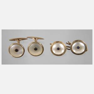 Zwei Paar Manschettenknöpfe Perlmutt