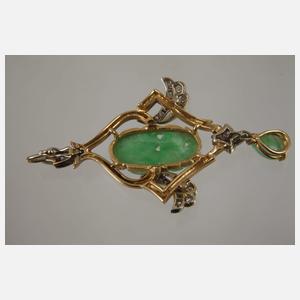 Clipanhänger mit Jade und Diamanten
