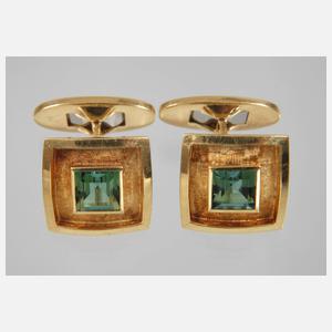Paar Manschettenknöpfe mit Turmalinen