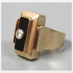 Herrenring mit Onyx und Brillant