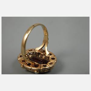 Damenring mit Granat und Saatperlen