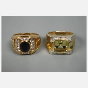 Konvolut Herrenringe mit seltenen Steinen