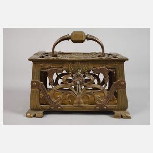 Durchbrochen gearbeitete Deckeldose Messing