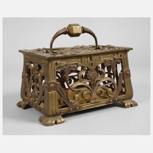 Durchbrochen gearbeitete Deckeldose Messing