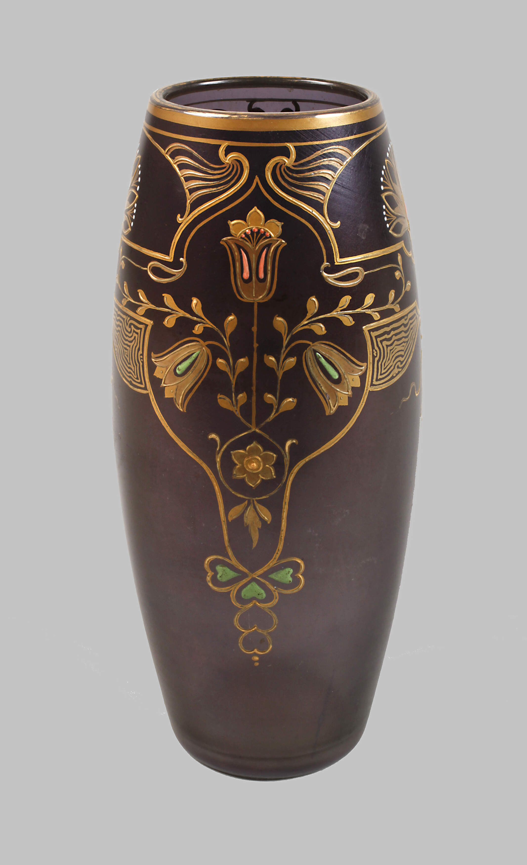 Jugendstilvase Reliefgoldmalerei