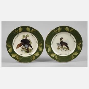 Nymphenburg Paar Teller Jagdmotive