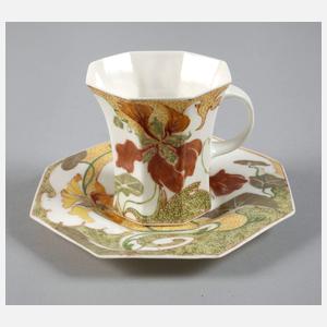 Rozenburg Mokkatasse mit Untertasse Kressedekor