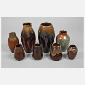 Bürgel acht Laufglasurvasen