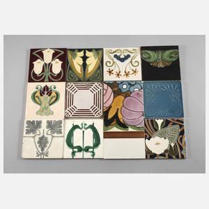 Zwölf Fliesen Jugendstil