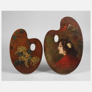 Zwei bemalte Malerpaletten