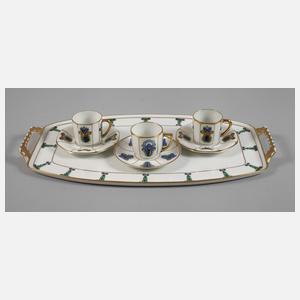 Hutschenreuther Tablett und drei Mokkatassen