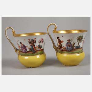 KPM Berlin Paar Mokkatassen Chinoiserie