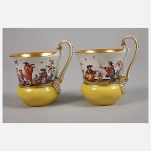 KPM Berlin Paar Mokkatassen Chinoiserie