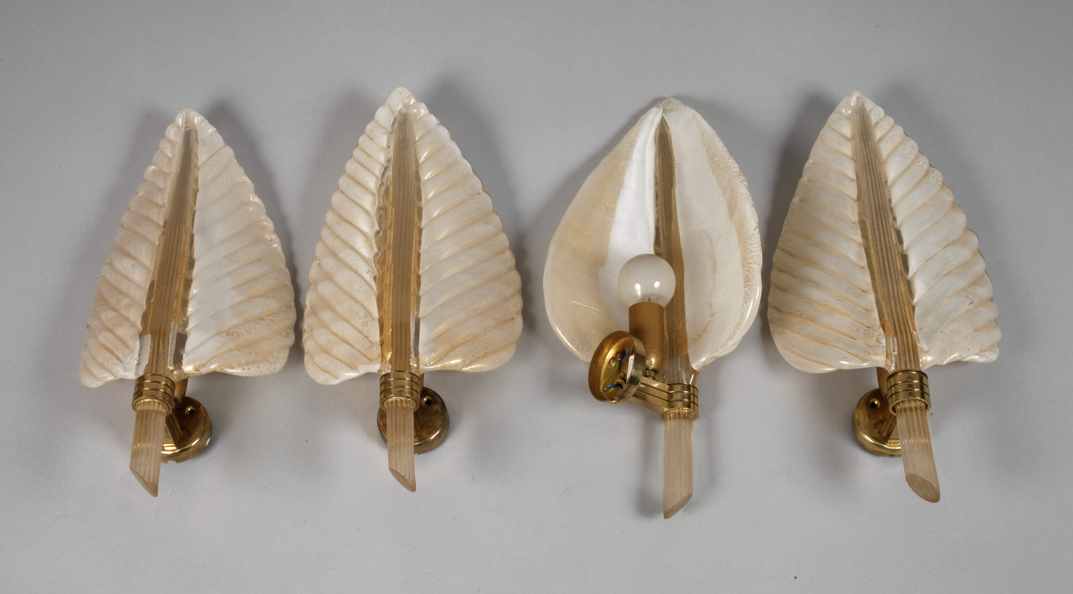 Murano vier Wandlampen "Cordonato Oro"