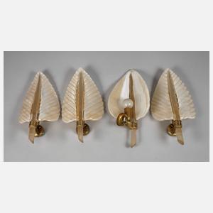 Murano vier Wandlampen "Cordonato Oro"
