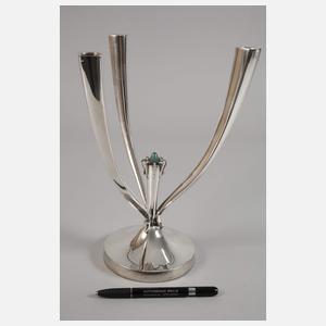 Silberleuchter mit Chrysopras