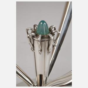 Silberleuchter mit Chrysopras