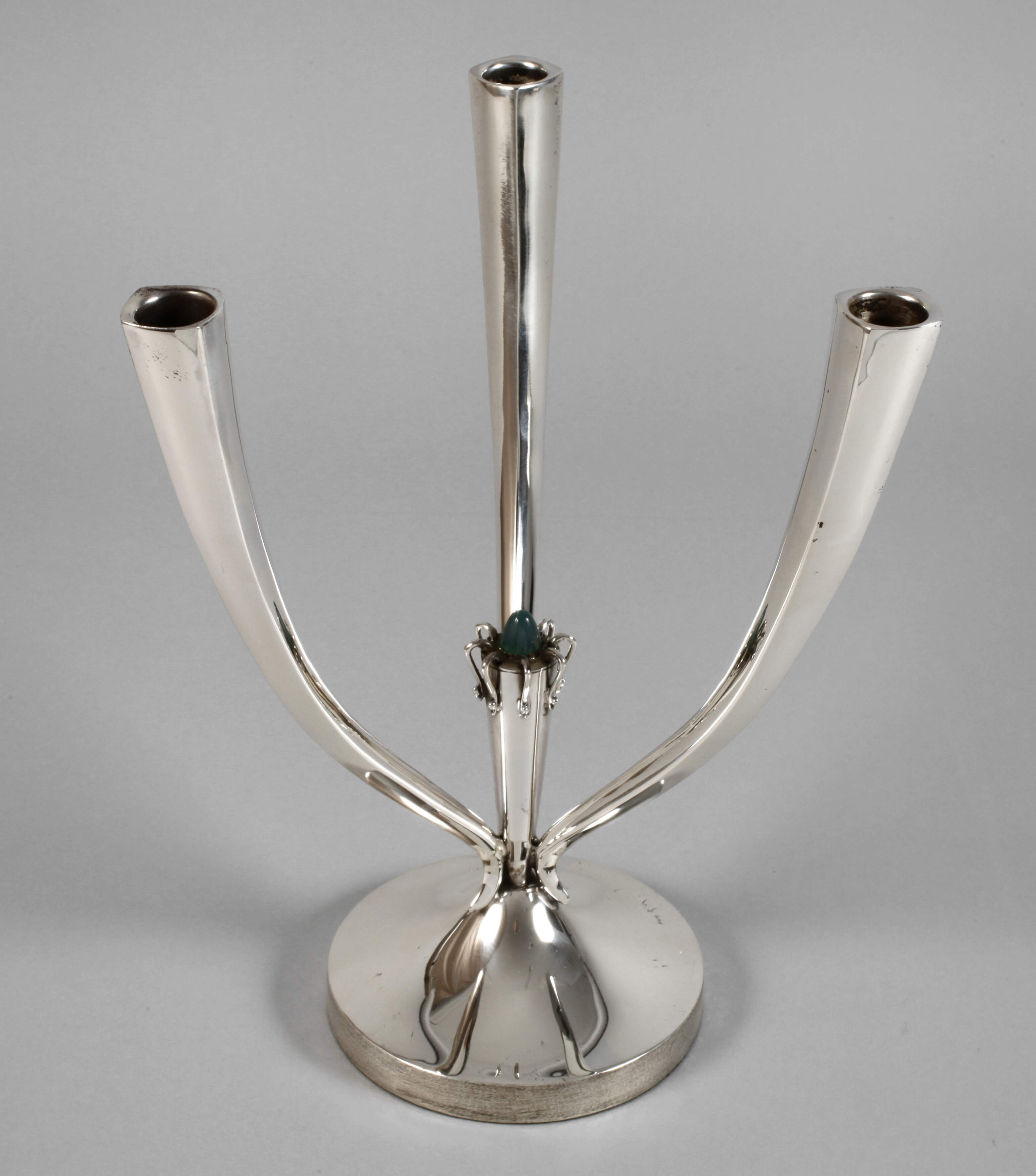 Silberleuchter mit Chrysopras