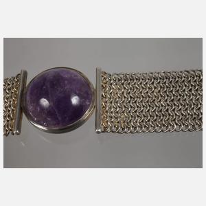 Breites Armband mit Amethyst