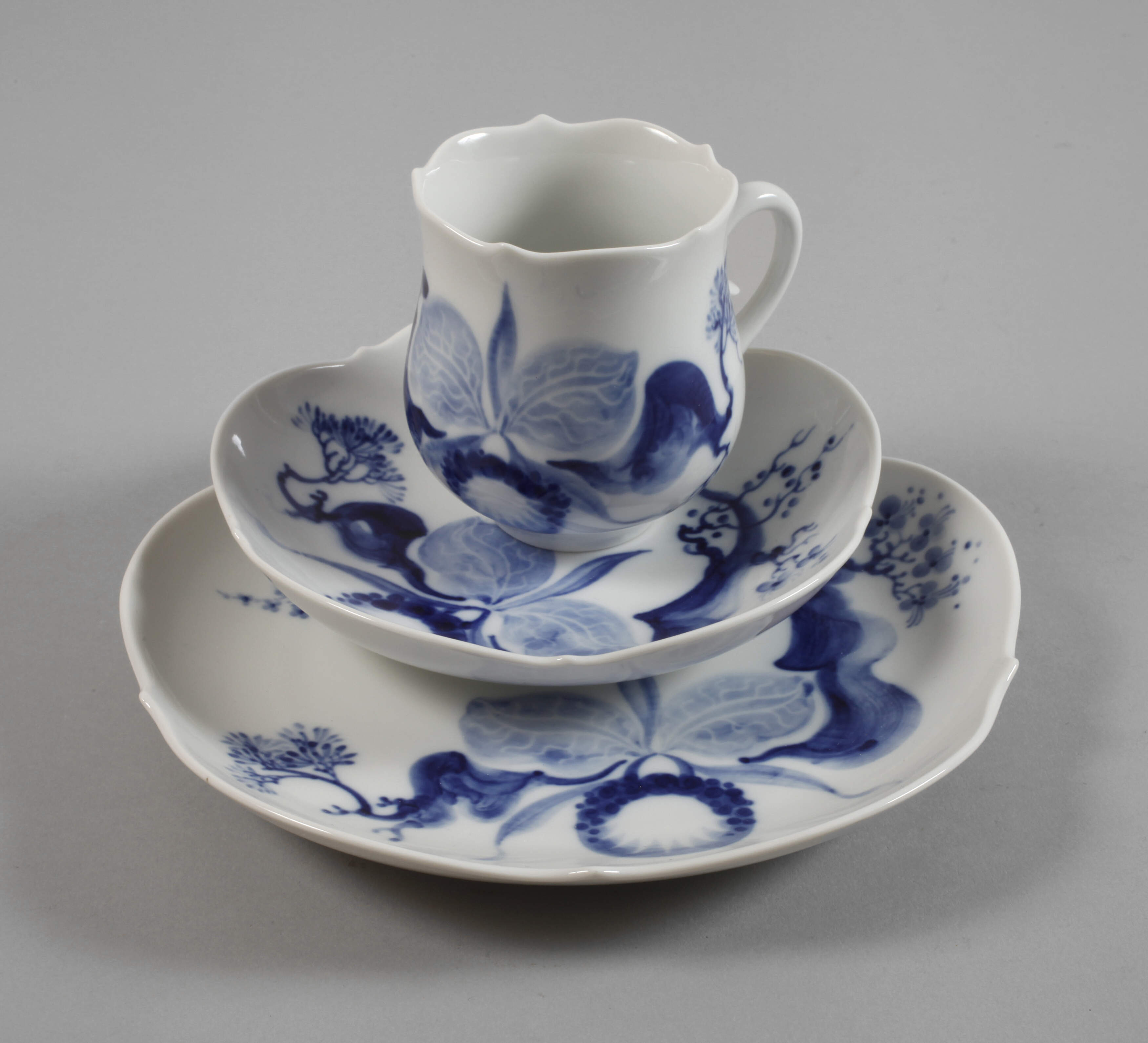 Meissen Kaffeegedeck "Orchidee auf Ast"