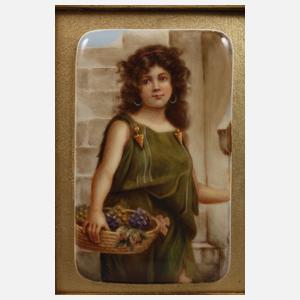 Kleine Bildplatte orientalische Traubenleserin