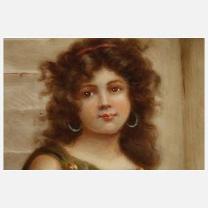 Kleine Bildplatte orientalische Traubenleserin