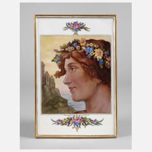 Bildplatte Frauenkopf vor Ruine