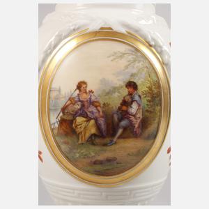 KPM Berlin Deckelvase Watteaumalerei