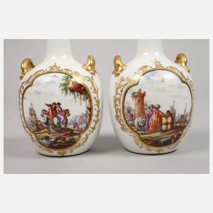 KPM Berlin Paar Enghalsvasen Kauffahrteiszene