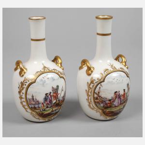 KPM Berlin Paar Enghalsvasen Kauffahrteiszene