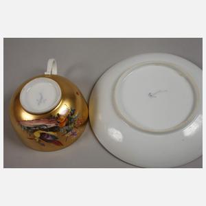 Meissen Goldfondtasse mit Unterschale Punktzeit