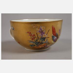 Meissen Goldfondtasse mit Unterschale Punktzeit